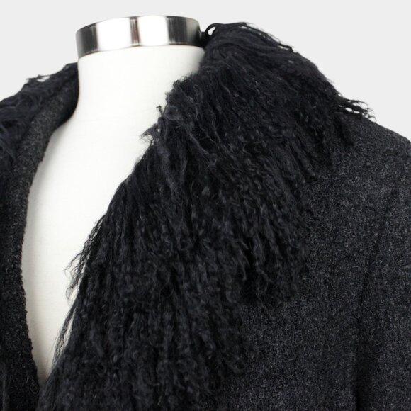 Vintage Utex Shearling Trim Gray Wool Coat, Penny Lane Coat - Picture 6 of 8